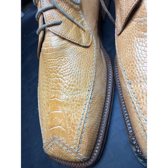David Eden Mens Exotic Genuine Lizard Leather Shoes Size 8.5 Tan Mustard main image 8